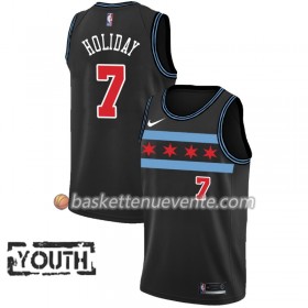 Maillot Basket Chicago Bulls Justin Holiday 7 2018-19 Nike City Edition Noir Swingman - Enfant
